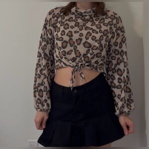 Le Lis Leopard Print Tie-Front Top